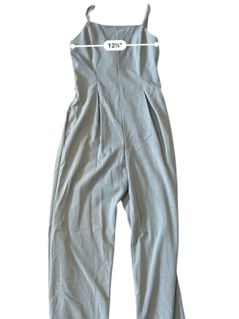 Grey Wide Leg Jumpsuit Smocked Back - Picture 3 of 7
